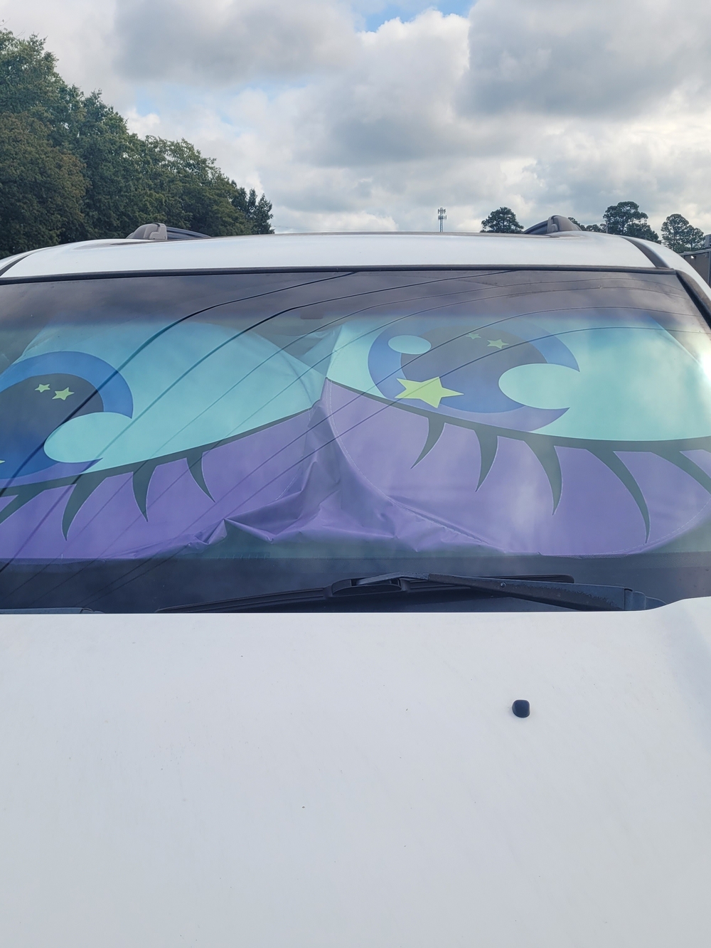Sunshade Windshield Cover in Purple and Teal - Decorative Car Sun Protector